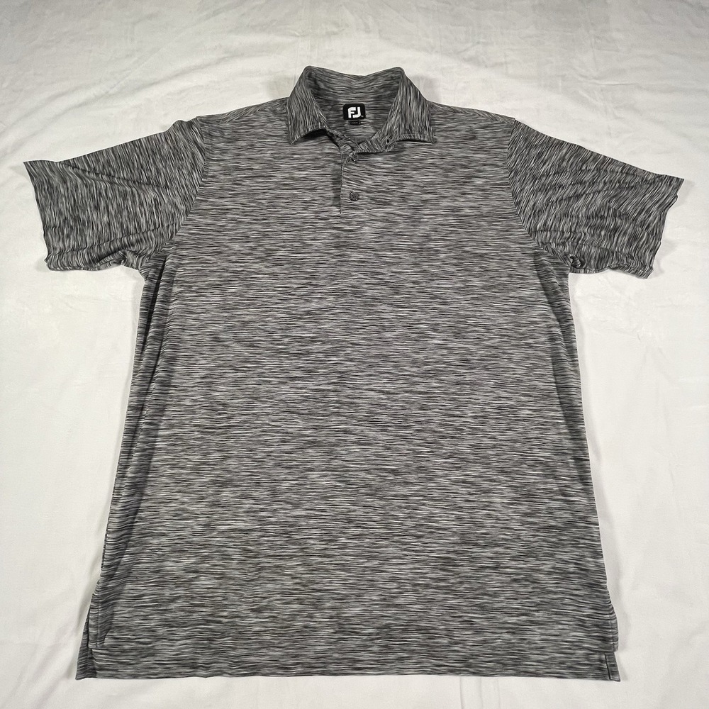 FootJoy Polo Shirt Mens Large Grey Space Dye Stretch Short Sleeve Golf Top - Picture 2 of 10